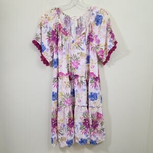 Matilda Jane Enchanted garden hibiscus and palm print short sleeve dress size XS